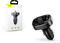 Baseus S-09/TM01 Bluetooth FM-transmitter/szivargyújtó töltő - 2xUSB + MP3 + TF/microSD kártyaolvasó - TM01 - black kép