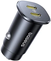 Baseus C00072300123-01 Gotrip autós töltő 2 type-c aljzat 30w, pd gyorstöltő, fekete kép