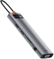 Baseus CAHUB-CT0G Metal Gleam Series 11 az 1-ben hub, USB-C-3x USB 3.0 + 2x HDMI + USB-C PD + kép