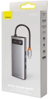 Baseus CAHUB-CU0G Hub metal gleam series 9-in-1 multifunctional (type-c to 3x usb3.2/pd 100w/vga full hd 60hz/hdmi 4k/tf+sd card/ rj45) space gray () kép