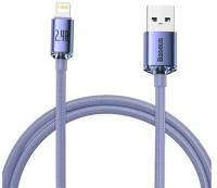 Baseus CAJY000005 Crystal shine usb-lightning kábel, 2,4a, 1.2m (lila) kép