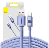 Baseus CAJY000505 Crystal shine usb-a - type-c adatkábel, 100w, 2m, ibolya kép