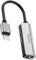 Baseus CALL52-S1 L52 audio adapter mini lightning, 2x 3,5mm jack és lightning, ezüst kép