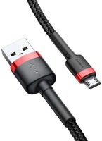 Baseus CAMKLF-B91 Micro usb cafule cable 2.4a 1m red + black kép
