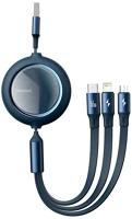 Baseus CAMLC-MJ03 BASEUS töltőkábel 3in1 (USB - lightning 8pin / microUSB / Type-C, 66W, gyorstöltés, 120cm, felcsévélhető) SÖTÉTKÉK kép
