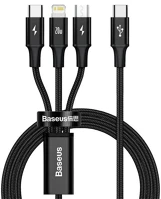 Baseus CAMLT-SC01 Rapid 3in1 1,5m usb a/lightning/usb c fekete adat- és töltőkábel kép