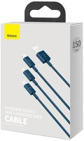 Baseus CAMLTYS-03 Usb kábel 1,5 m usb a usb c/micro-usb b/lightning kék kép