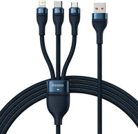 Baseus CASS030003 Flash series 3 az 1-ben usb-kábel usb-c + micro usb + lightning 100w 1.2m kék () kép
