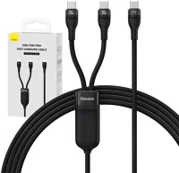 Baseus CASS060001 Flash 2az1-ben usb-c - 2xusb-c töltőkábel 1.5m fekete kép