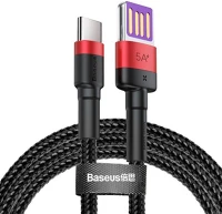 Baseus CATKLF-P91 BASEUS CAFULE adatkábel és töltő (USB - Type-C, 5V/ 4500 mAh, 20W, 100cm, gyorstöltés támogatás, cipőfűző minta) FEKETE kép