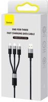 Baseus CAXS000001 Universal cable starspeed 3-in-1 fast charging data cable (usb to micro + lightning + type-c) 3.5a 1.2m, black () kép