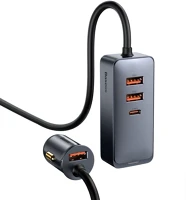 Baseus CCBT-B0G Share together autós töltő hosszabbítóval, 3x usb, usb-c, 120w, szürke kép