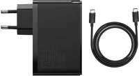 Baseus CCGAN2P-L01 Gan2 pro fali töltő, 2x usb-a + 2x usb-c, usb-c kábellel, 100w, eu, fekete kép