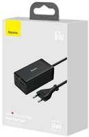 Baseus CCGP110201 Hub gan5 pro fast charger c+c+u+hdmi with power cable 1.5m + type-c to type-c cable (1m, 100w, 40gb/s), black eu () kép