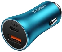 Baseus CGJM000103 Golden contactor max autós töltő usb + usb-c 60w kék () kép