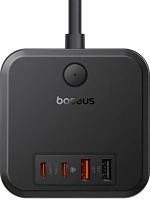 Baseus E00066400117-00 Wall charger  powercombo 3ac+2u+2c 30w, 1.5m (black) kép