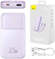 Baseus IN31679 Powerbank  comet with usb to usb-c cable, 10000mah, 22.5w (purple) kép