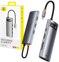 Baseus TO 1X HDMI4K 60HZ + 3X USB3.0 + 1X Hub 7in1 baseus gleam, usb-c   pd + 1x sd/tf (grey) kép