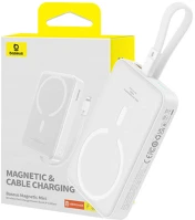 Baseus P10022109223-00 Magnetic mini powerbank, 10000mah, usb-c, 20w, magsafe (fehér) kép