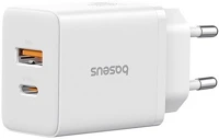 Baseus P10111404213-00 Cube hálózati töltő usb+type-c aljzat 30w, pd gyorstöltő 3.0, fehér kép