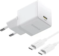 Baseus P10111602213-01 1c hálózati töltő type-c aljzat 20w, pd gyorstöltő 3.0 + type-c kábel kép
