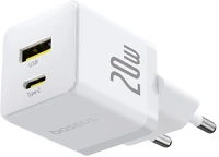 Baseus P10111608213-00 Palm hálózati töltő usb+type-c aljzat 20w, pd gyorstöltő 3.0, fehér kép