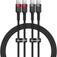 Baseus P10318306003-00 Cable  cafule usb-c to usb-c 100w,1m, 2psc (red black, grey black) kép