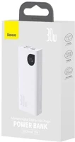 Baseus PPAD080002 Power bank adaman2 with digital display, c+u+u, pd 3.0, qc 3.0, 30w, 10000 mah, with type-c cable (0.3m), white (ppad070001) kép