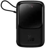Baseus PPQD020001 Qpow vésztöltő usb / 2 type-c aljzat (10000 mah, 20w, gyorstöltés, led kijelző + lightning 8pin kábel) fekete kép