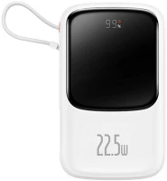 Baseus PPQD020102 Qpow pro power bank usb-c kábellel 10000mah 22.5w fehér-fekete kép