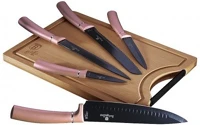 Berlinger haus BH/2554A Bambusz vágódeszkával, pink 6 részes késkészlet kép