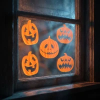 Bewello 56615A halloween-i 3d gél ablakdekoráció - tök - 30 x 30 cm - 9 db / csomag kép