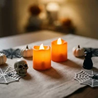 Bewello 56620A halloween-i világító dekoráció - led-es gyertya - narancssárga - 2 db / kép