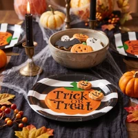 Bewello 56630A Halloween-i papírtányér - tök - kerek - 23 cm - 8 db / csomag (56630a) kép