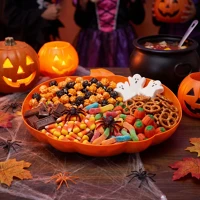 Bewello 56634 halloween-i kínálótál - tök - narancssárga - műanyag - 30 x 27 cm kép