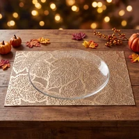 Bewello 59051A Tányéralátét - levélmintás - pvc - 45 x 30 cm - arany (59051a) kép