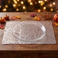 Bewello 59051B Tányéralátét - levélmintás - pvc - 45 x 30 cm - ezüst (59051b) kép