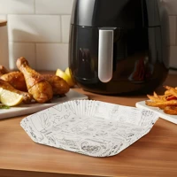 Bewello BW1031A air fryer sütőpapír - olaj nélküli sütőhöz - mintás, négyzet - 20 kép