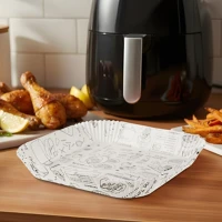 Bewello BW1031B Air fryer sütőpapír - olaj nélküli sütőhöz - mintás, négyzet - 23 kép