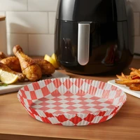 Bewello BW1032B Air fryer sütőpapír - olaj nélküli sütőhöz - kockás, kör - 23 cm kép