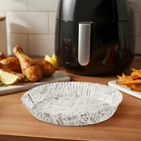 Bewello BW1033A Air fryer sütőpapír - olaj nélküli sütőhöz - mintás, kör - 20 cm kép