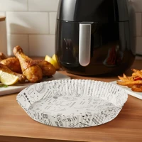 Bewello BW1033B Air fryer sütőpapír - olaj nélküli sütőhöz - mintás, kör - 23 cm kép