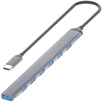 Blackbird BH1468 Extra slim 7-portos usb-c usb3.0 hub szürke (aluminium) kép