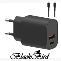 Blackbird BH1659 Hálózati adapter t131 25w + lightning kábel 1m, fekete kép