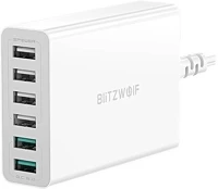 Blitzwolf BW-S15 EU Hálózati elosztó 6 usb aljzat 60w, pd gyorstöltő 3.0, fehér kép