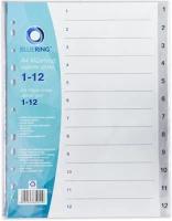 Bluering 1-12 SZÜRKE Regiszter műanyag 1-12  szürke kép