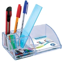 Bluering 1306882 Írószertartó 7 rekeszes 180x110x55mm, műanyag,  víztiszta kép