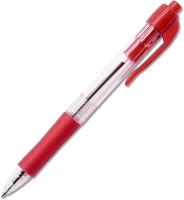 Bluering JJ20248 Golyóstoll 0,7mm, nyomógombos, gumírozott fogórész, piros átlátszó test, ® r2, írásszín piros kép