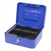 Bluering PNZK3 Fém pénzkazetta, 6 rekeszes, 2 kulcs, kék kép
