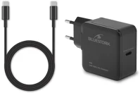Bluestork PW-BS-65-GAN-C Hálózati töltő -  (usb-c, 65w, 1,8m kábel, gyorstöltés, fekete) kép